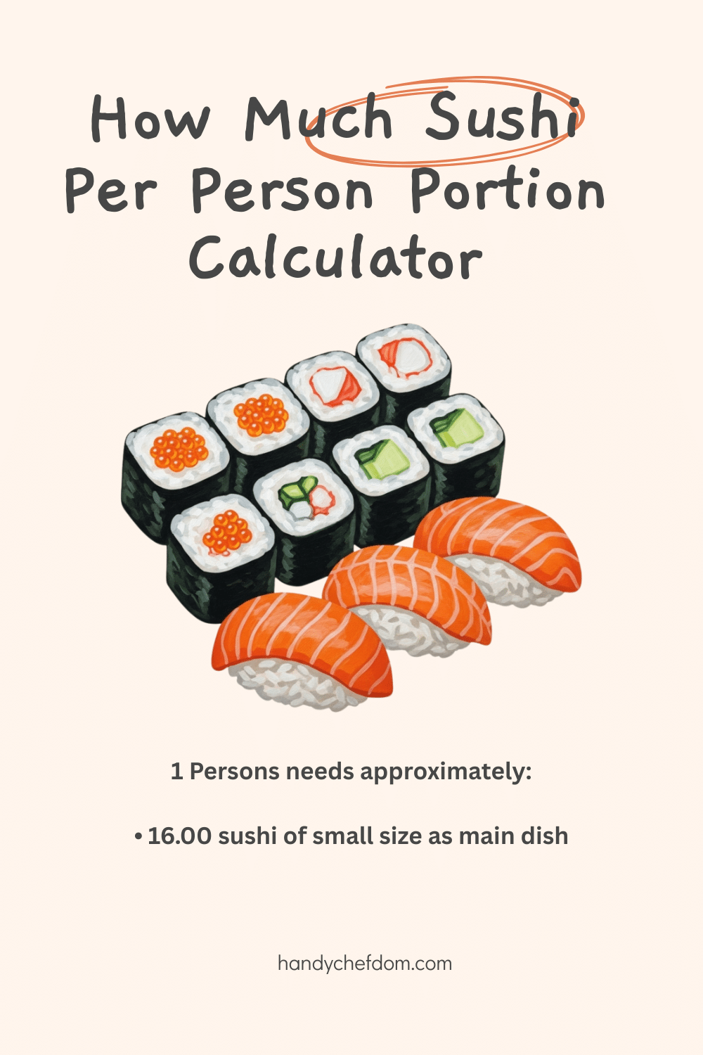 1 Persons needs approximately: How Much Sushi Per Person Portion Calculator