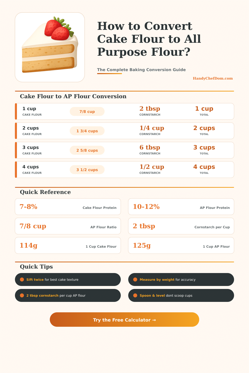 Cake Flour to All Purpose Flour Calculator
