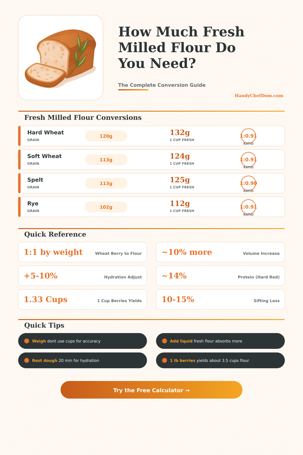 Fresh Milled Flour Conversion Calculator