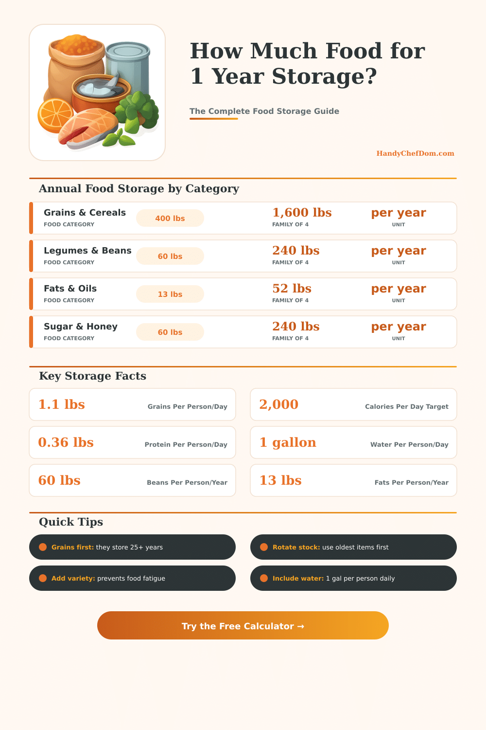 1 Year Food Storage Calculator: How Much Food Do You Need?