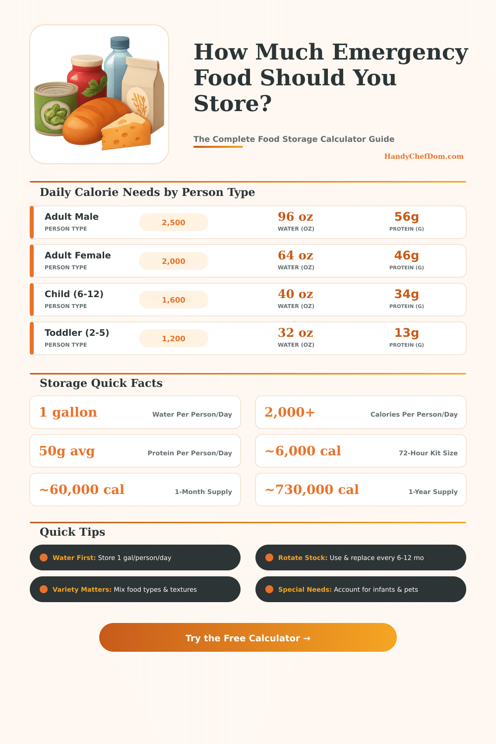 Emergency Food Storage Calculator: How Much Food to Store Per Person?