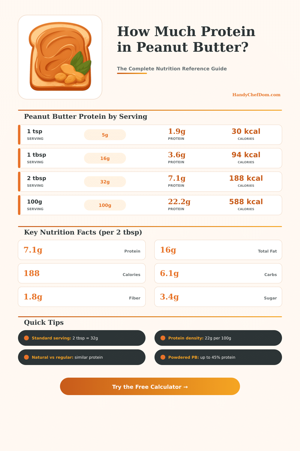 Peanut Butter Protein Calculator – How Much Protein Per Serving?