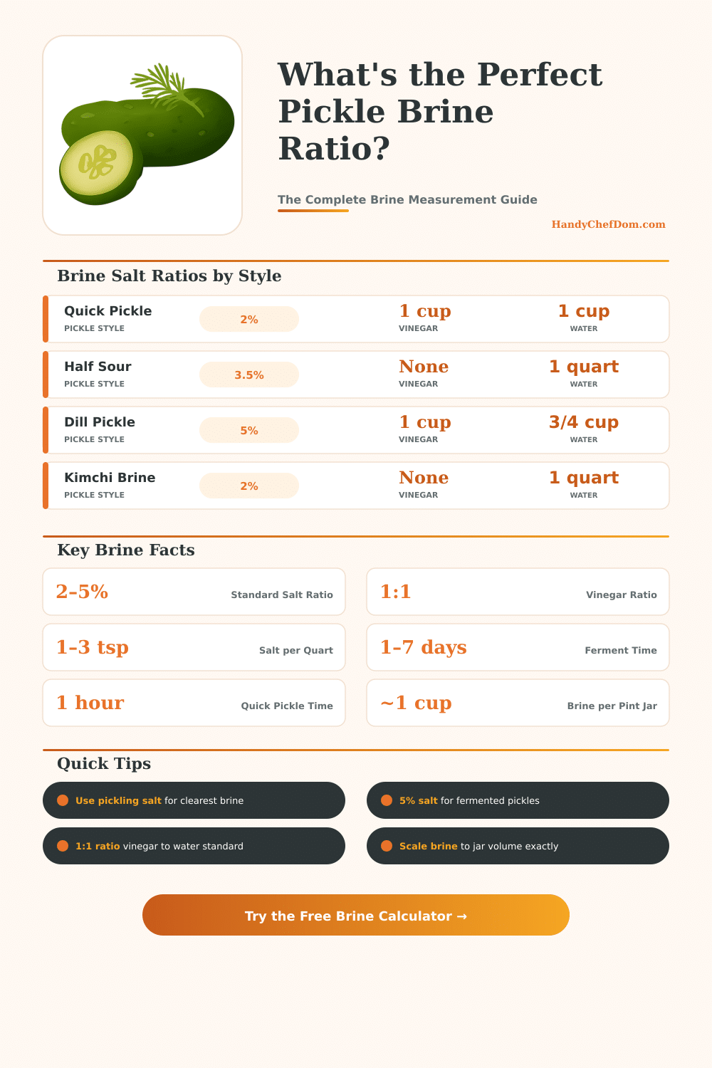 Pickle Brine Calculator: Perfect Salt Ratio Every Time