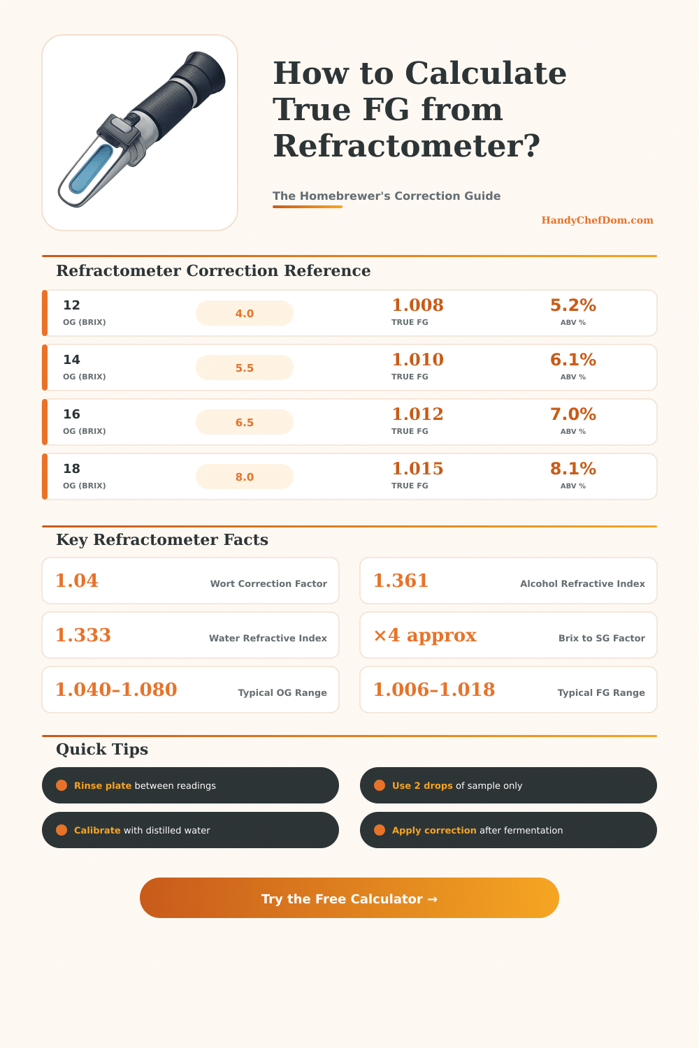 Refractometer Calculator After Fermentation – Get True FG