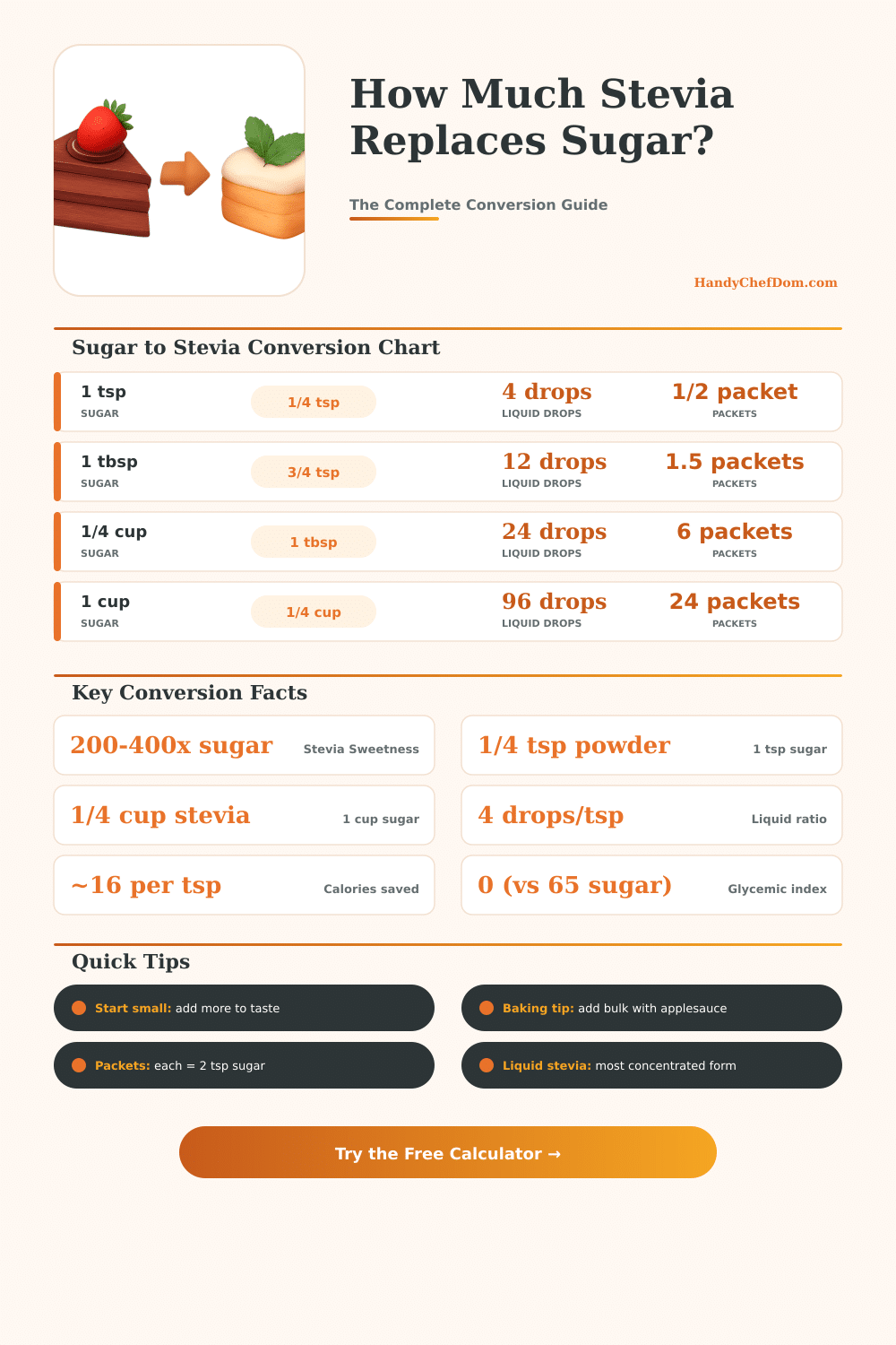 Sugar to Stevia Conversion Calculator – Get the Perfect Sweetness