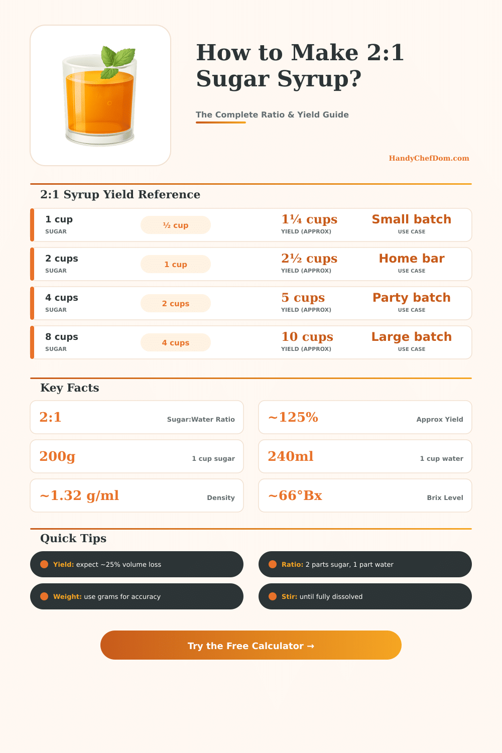 2:1 Sugar Syrup Calculator – Easy Ratio Converter