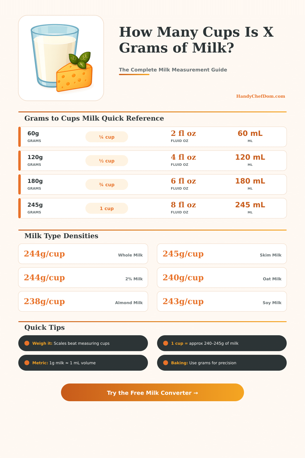 Grams to Cups Milk Converter – Instant Accurate Results