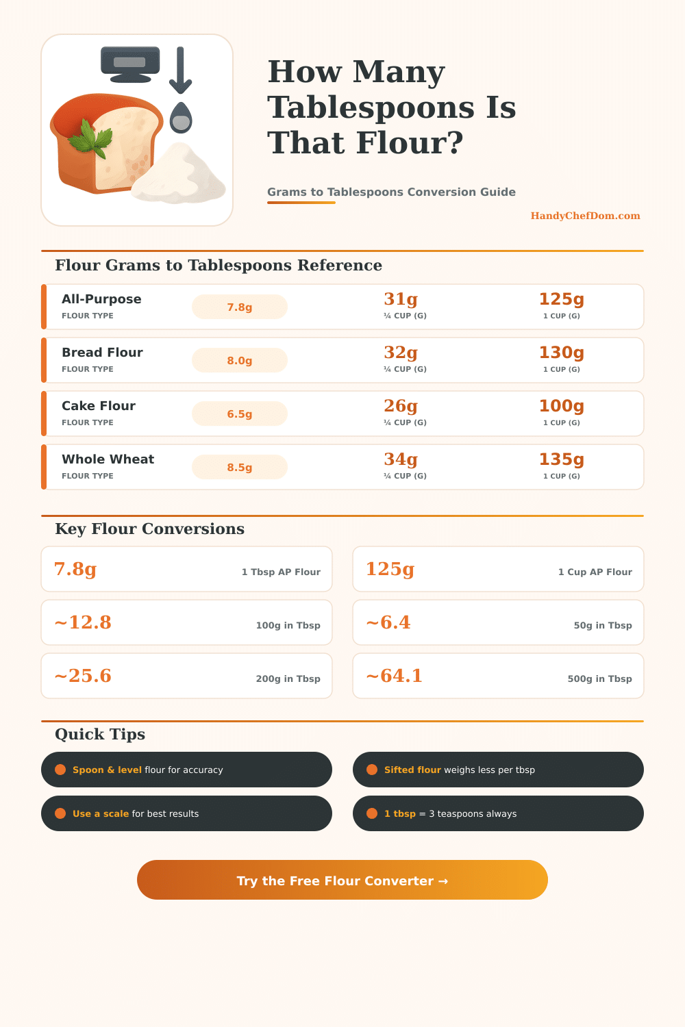 Grams to Tablespoons Flour Converter – Instant Accurate Results