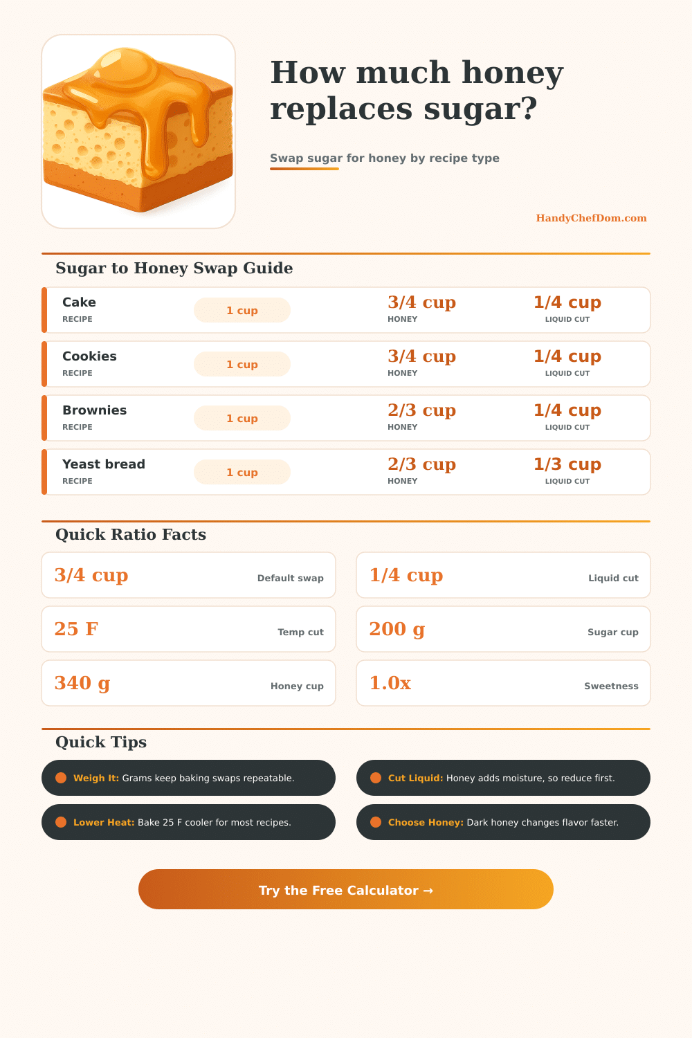 Honey to Replace Sugar Calculator