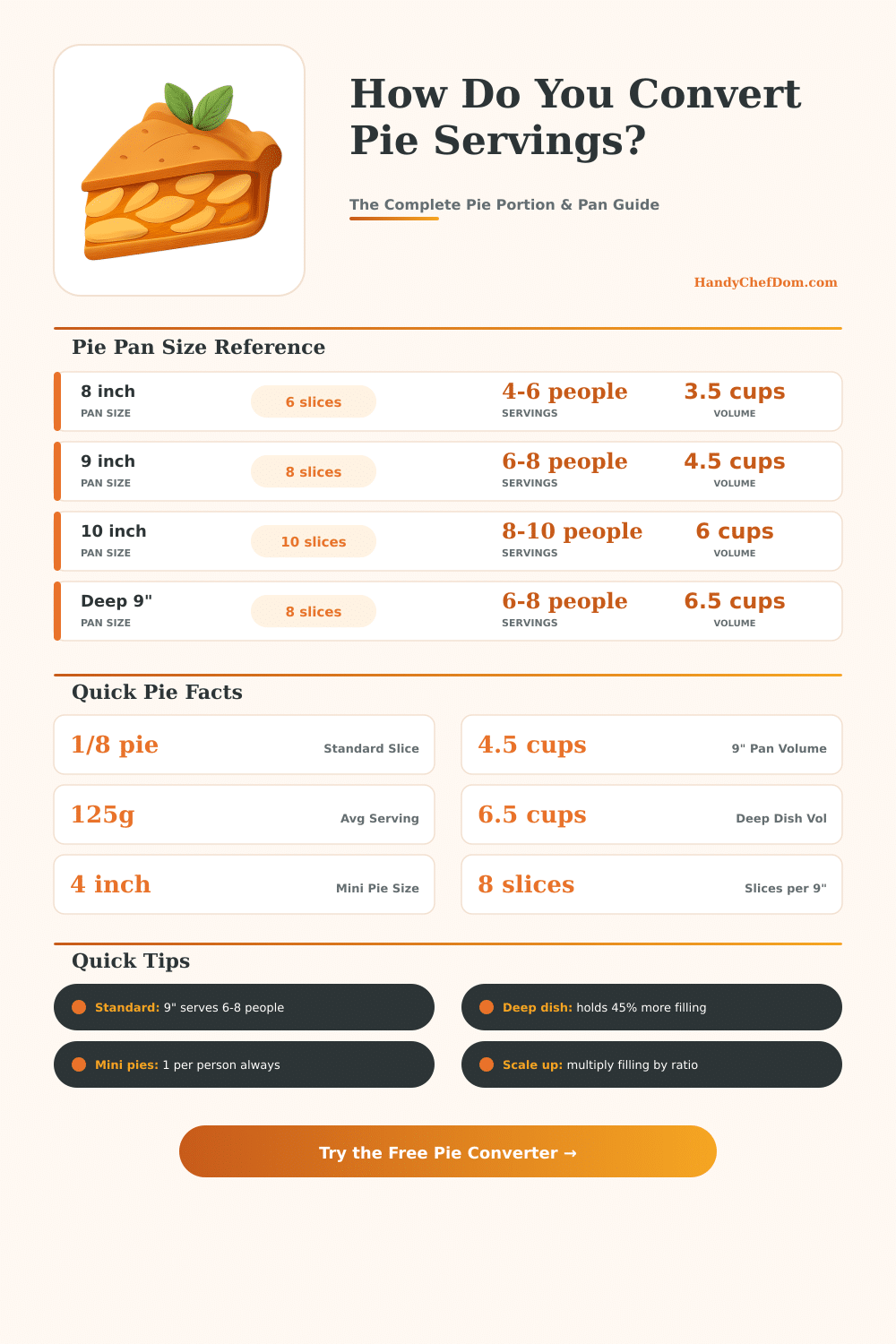 Pie Converter Calculator – Slices, Servings & Pan Sizes
