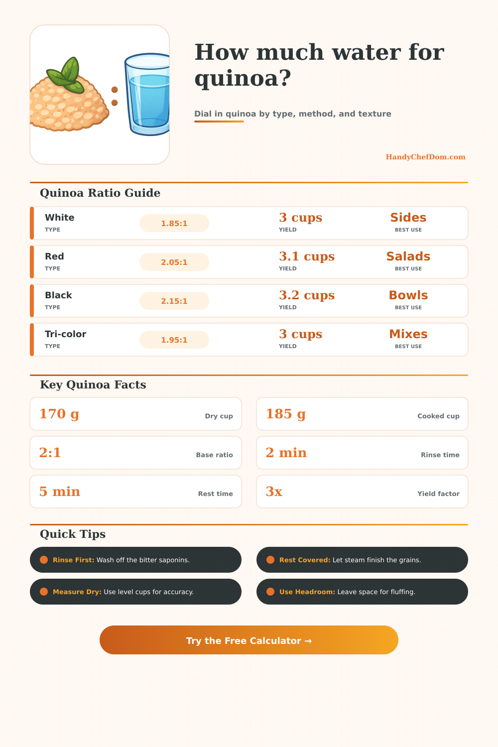 Quinoa to Water Ratio Calculator