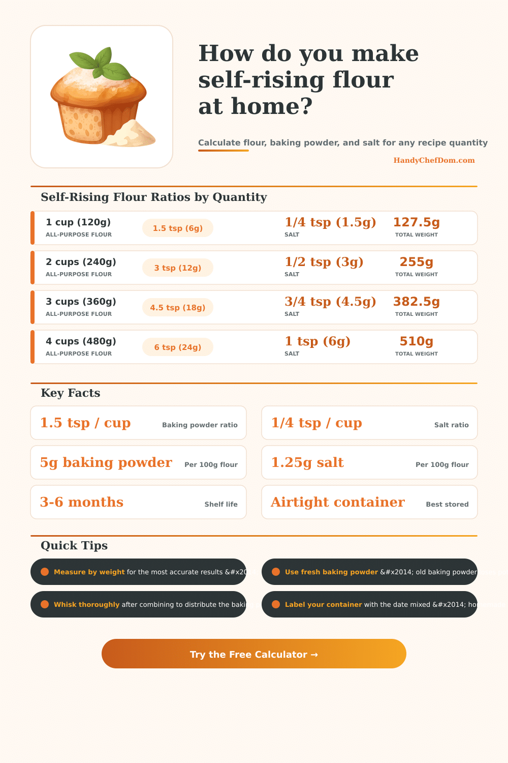 Self-Rising Flour Calculator | Make Your Own Blend