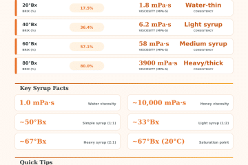 Sugar Syrup Viscosity Calculator – Brix, Concentration & Flow