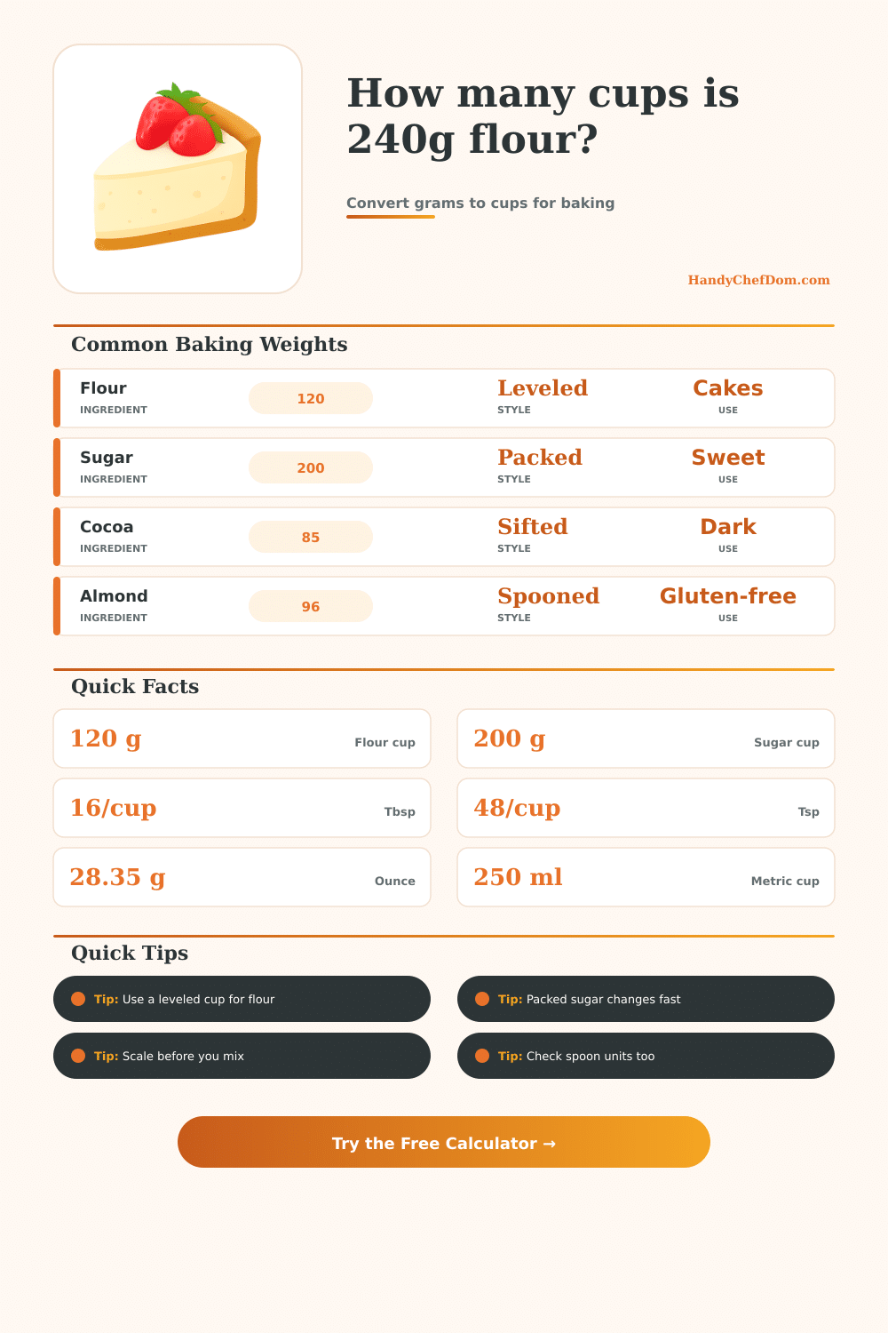 Baking Conversion Calculator: Grams to Cups