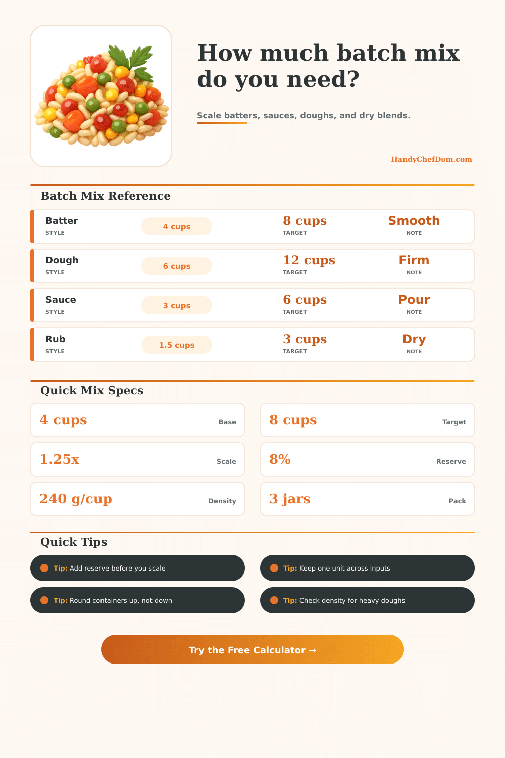 Batch Mix Calculator for Recipe Scaling