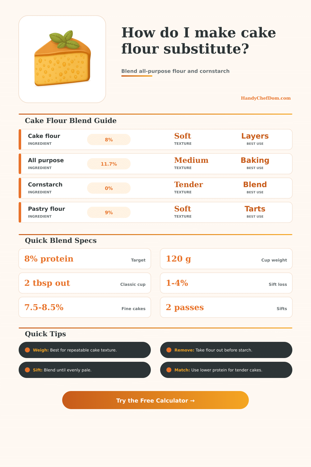 Cake Flour Substitute Calculator