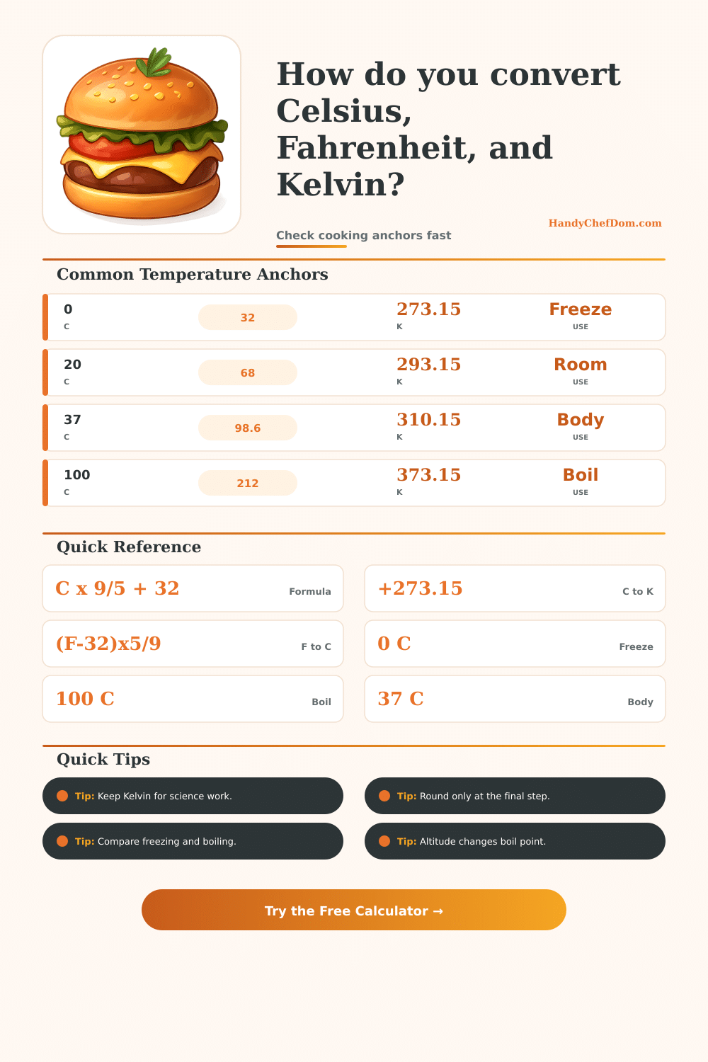 Celsius to Fahrenheit to Kelvin Calculator