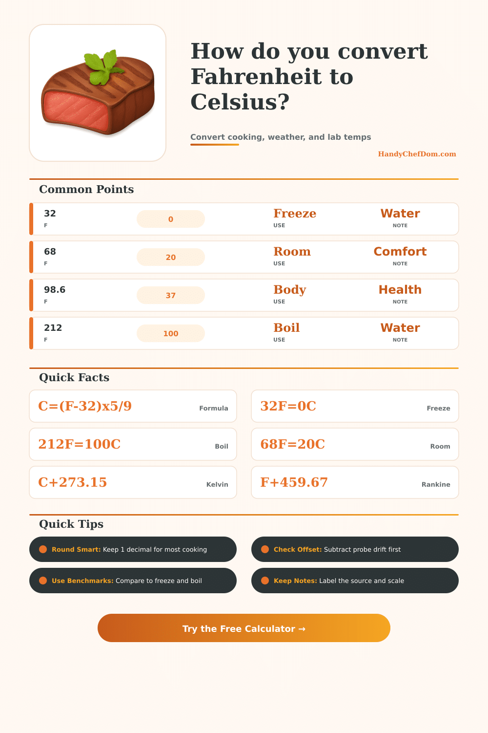 Fahrenheit to Celsius Calculator: Exact Temp Converter