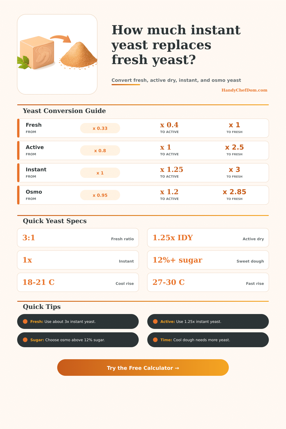 Fresh Yeast to Instant Yeast Converter