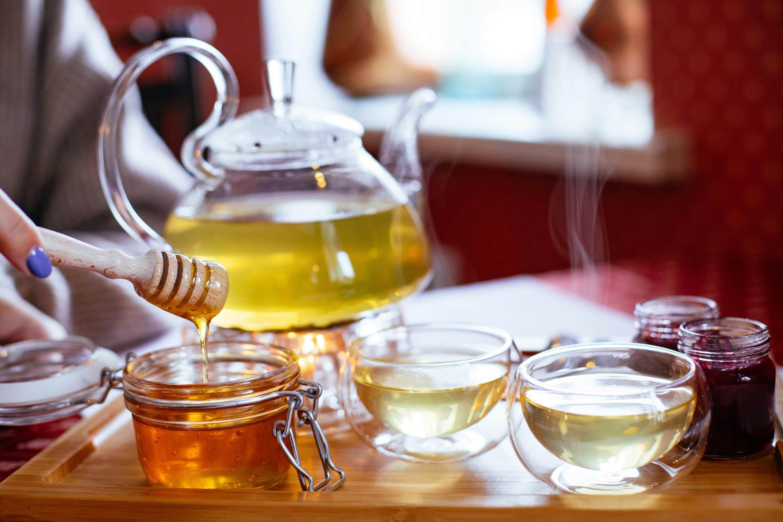 honey in tea cup honey in tea cup