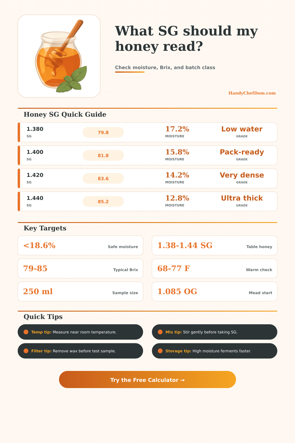 Honey Specific Gravity Calculator