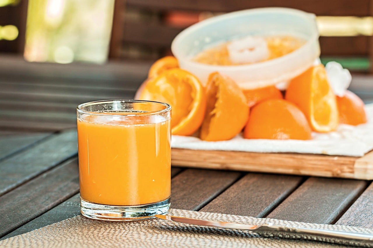 juice in glass container