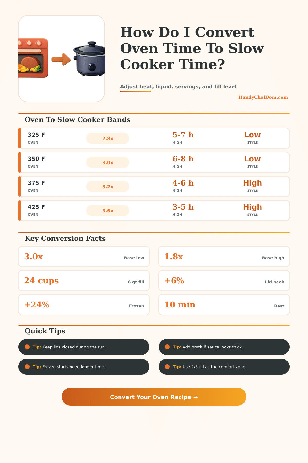 Oven To Slow Cooker Conversion Calculator