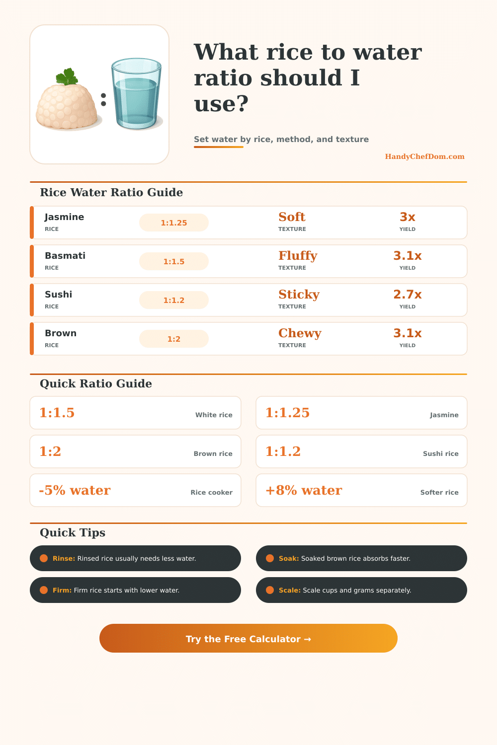 Rice To Water Ratio Calculator