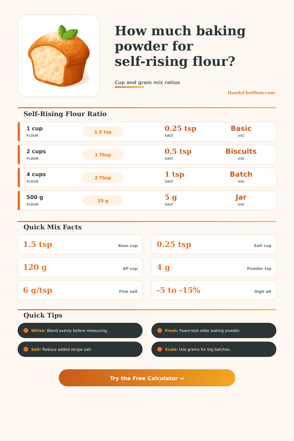 Baking Powder in Self-Rising Flour Calculator