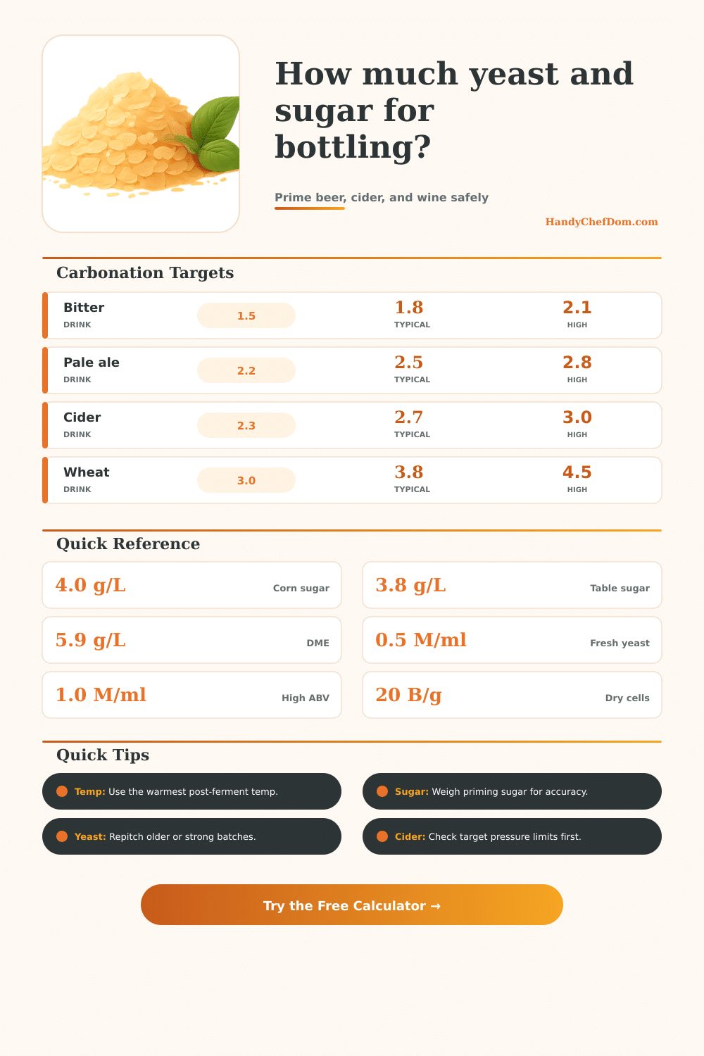 Bottle Conditioning Yeast Calculator