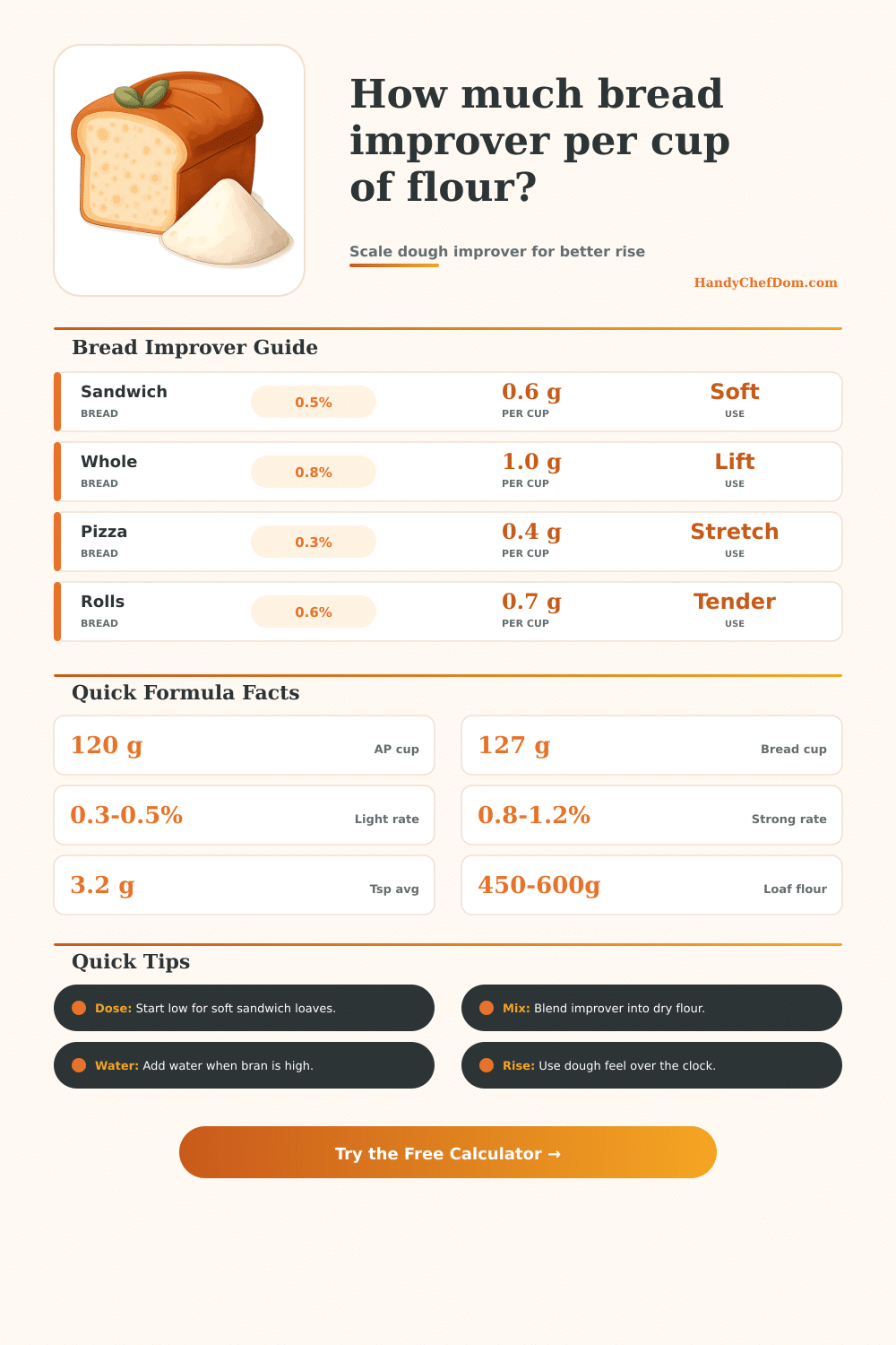 Bread Improver Per Cup of Flour Calculator