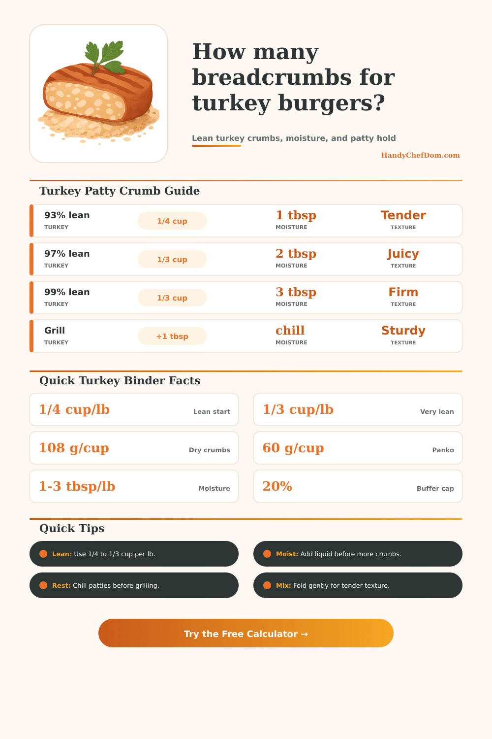 Breadcrumbs for Turkey Burgers Calculator