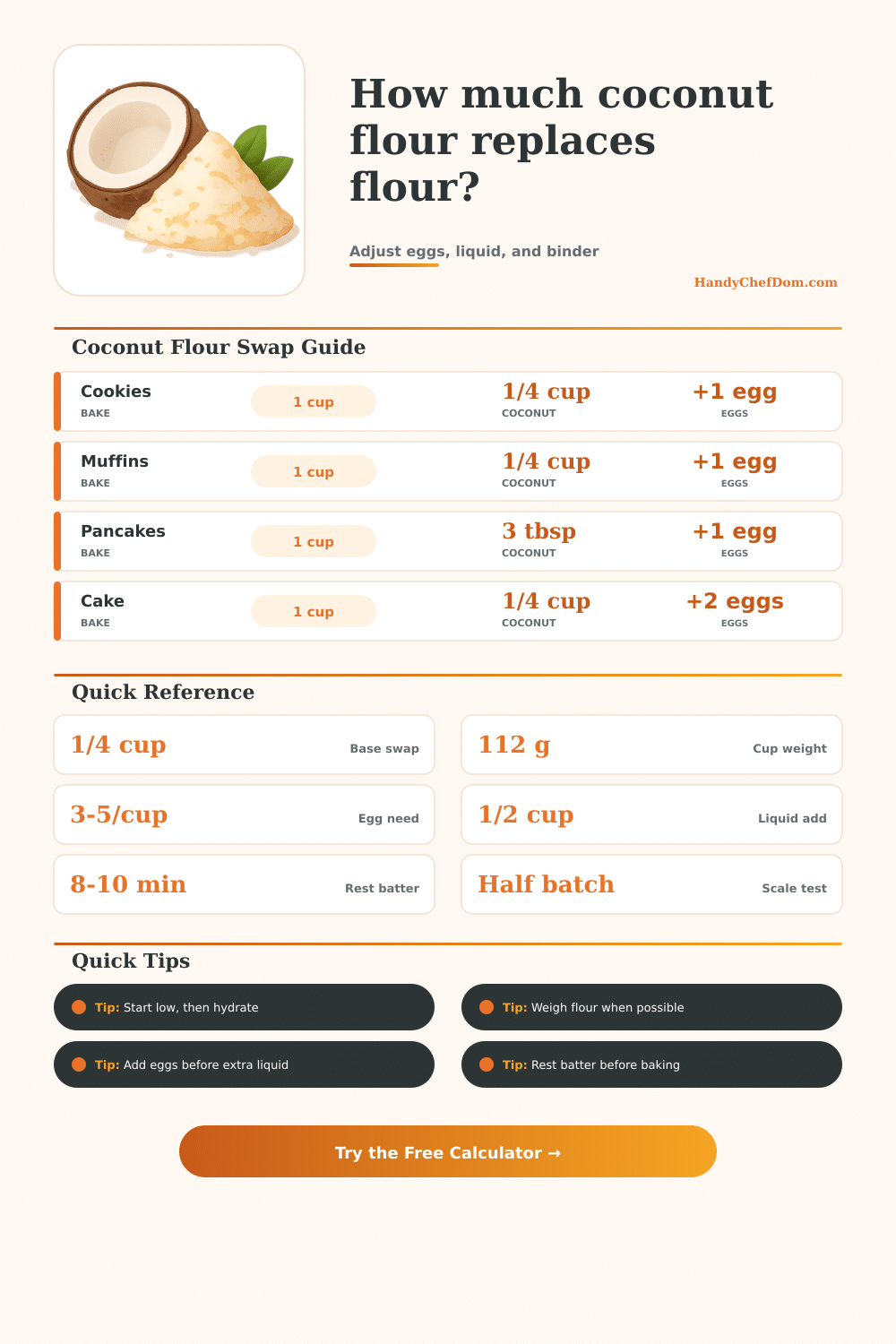 Coconut Flour to Replace Flour Calculator