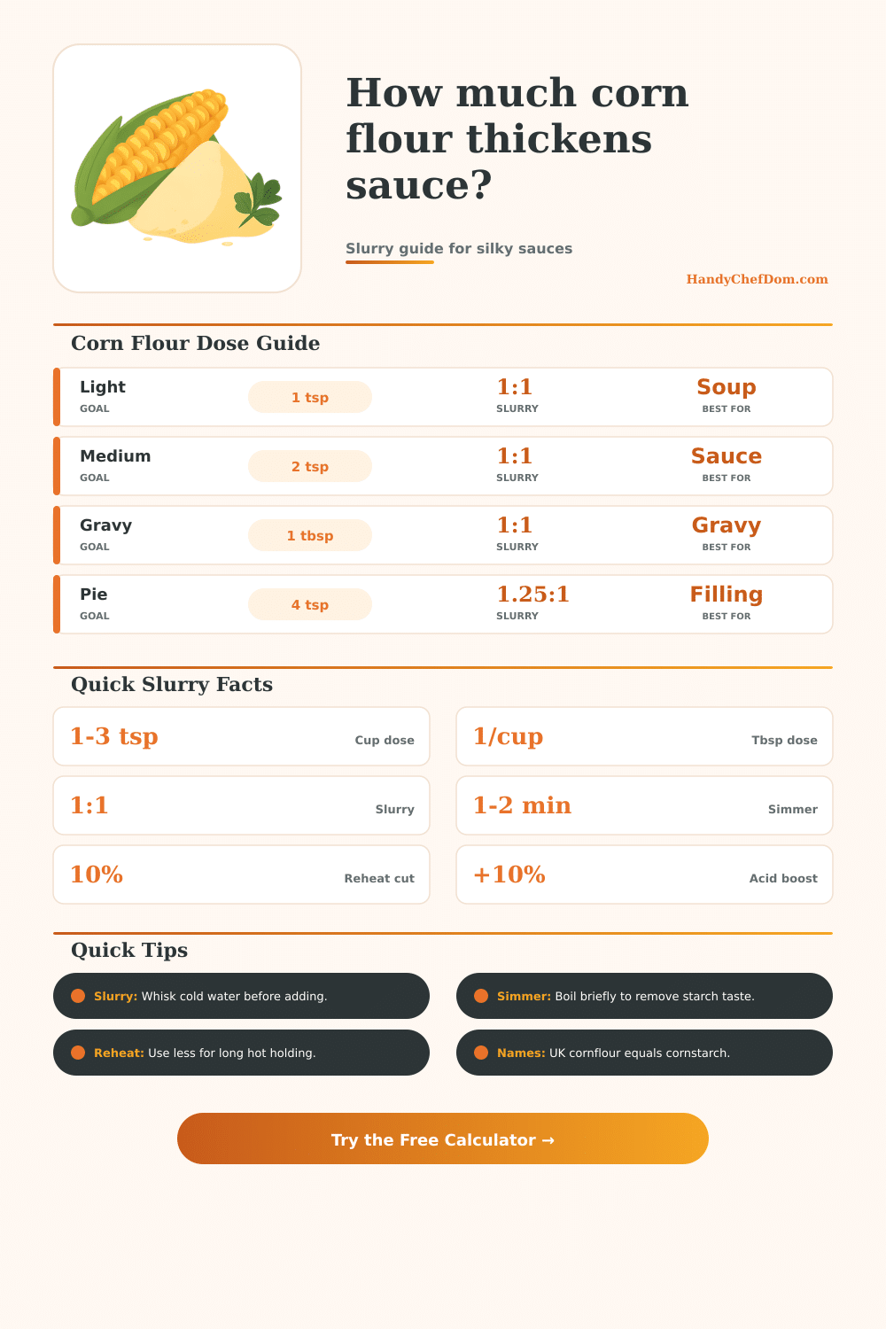 Corn Flour for Thickening Calculator