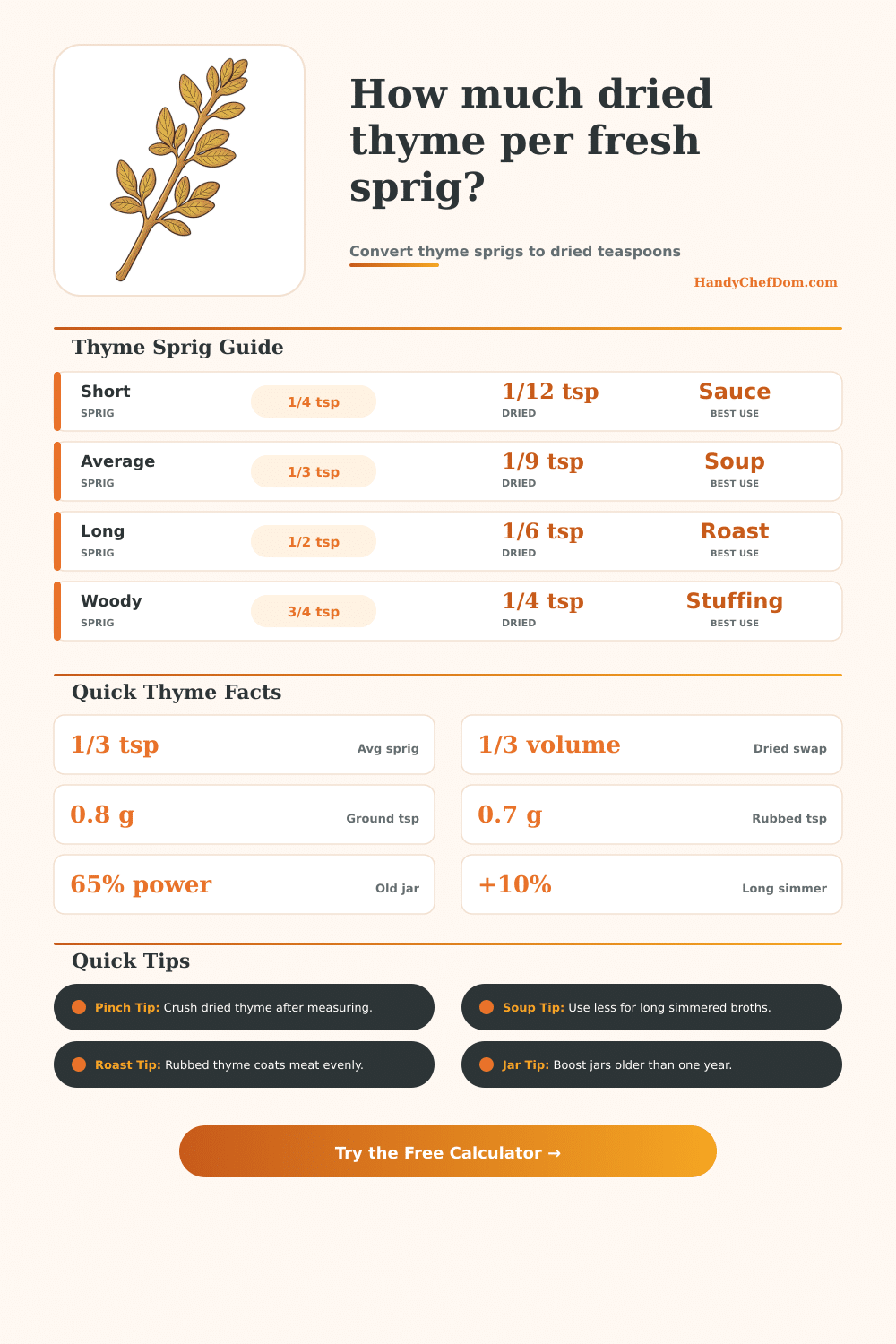 Dried Thyme Per Sprig Calculator
