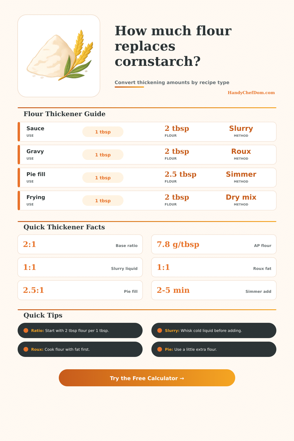 Flour to Substitute for Cornstarch Calculator