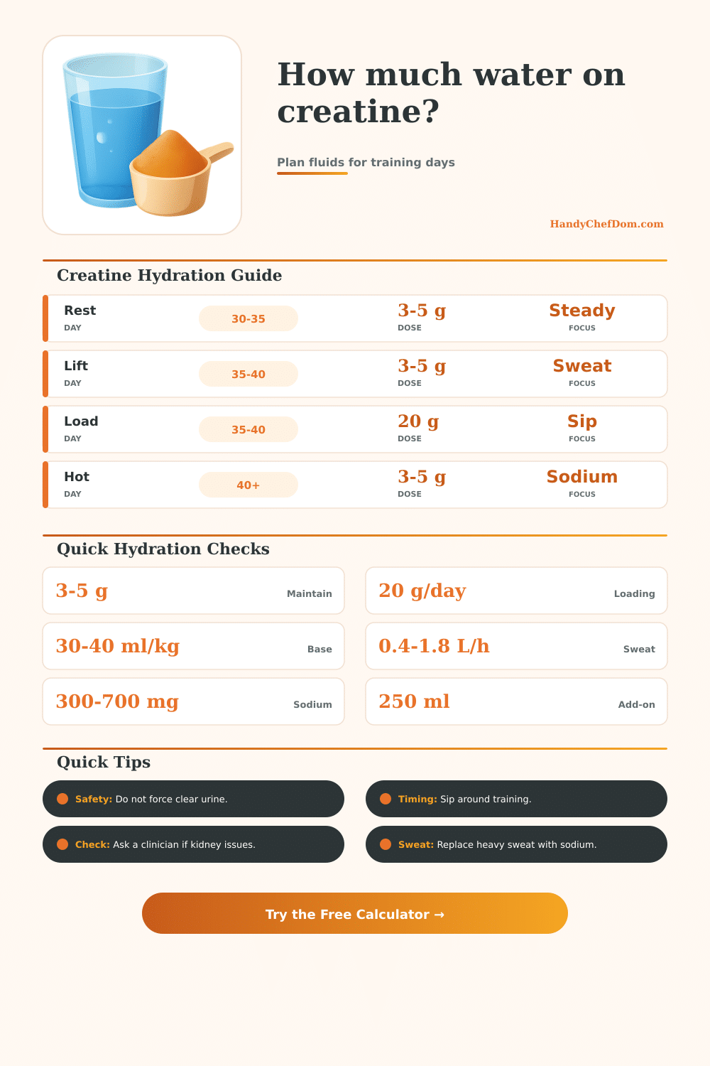 How Much Water to Drink on Creatine Calculator