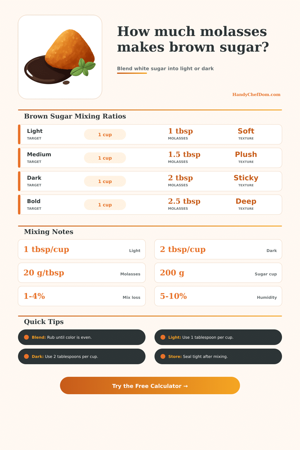 Molasses to Make Brown Sugar Calculator