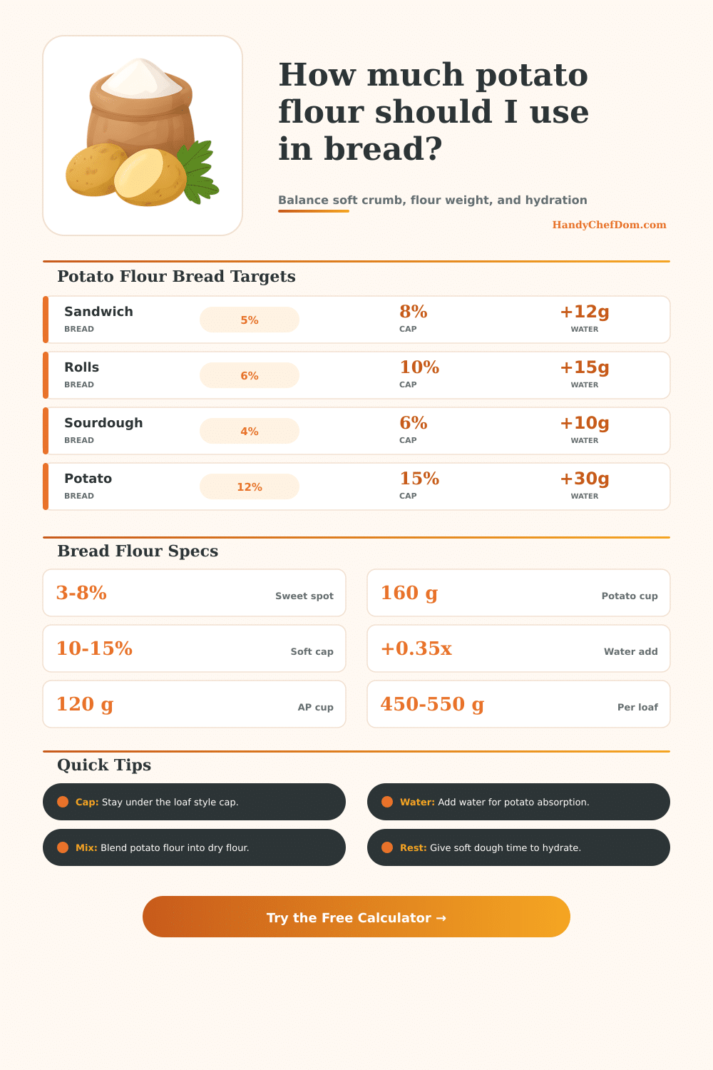 Potato Flour to Use in Bread Calculator