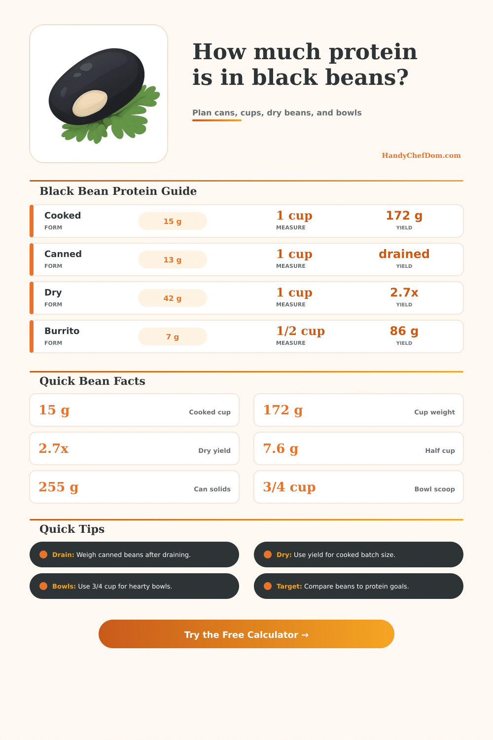 Protein in Black Beans Calculator