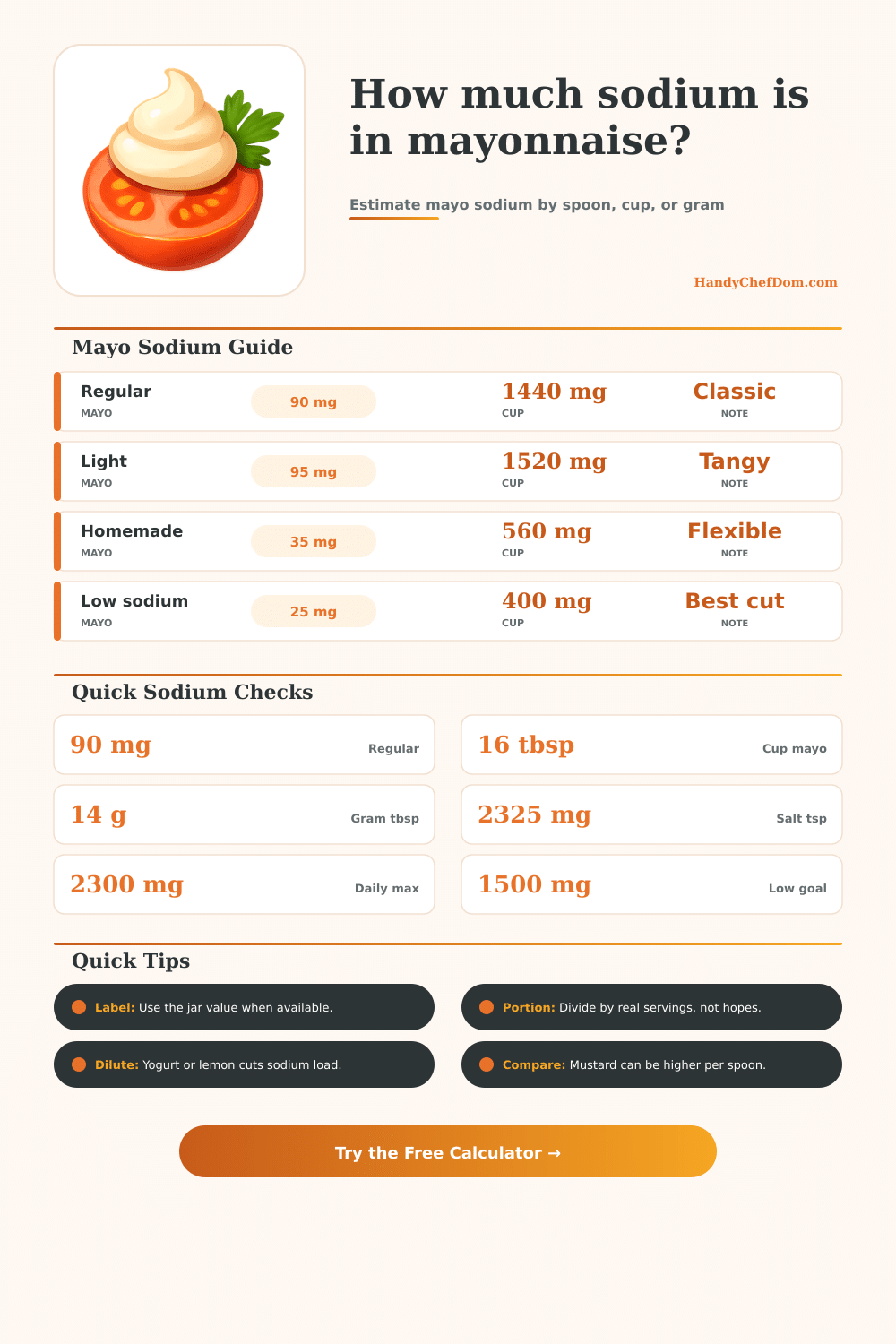 Sodium in Mayonnaise Calculator
