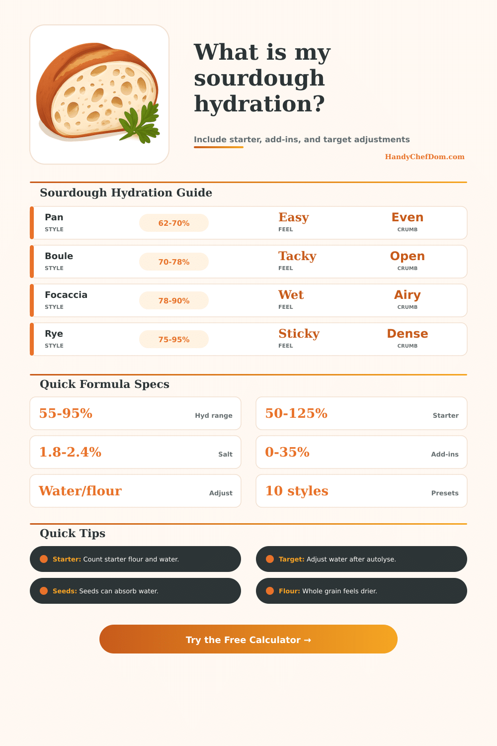 Sourdough Hydration Calculator | Dough Formula
