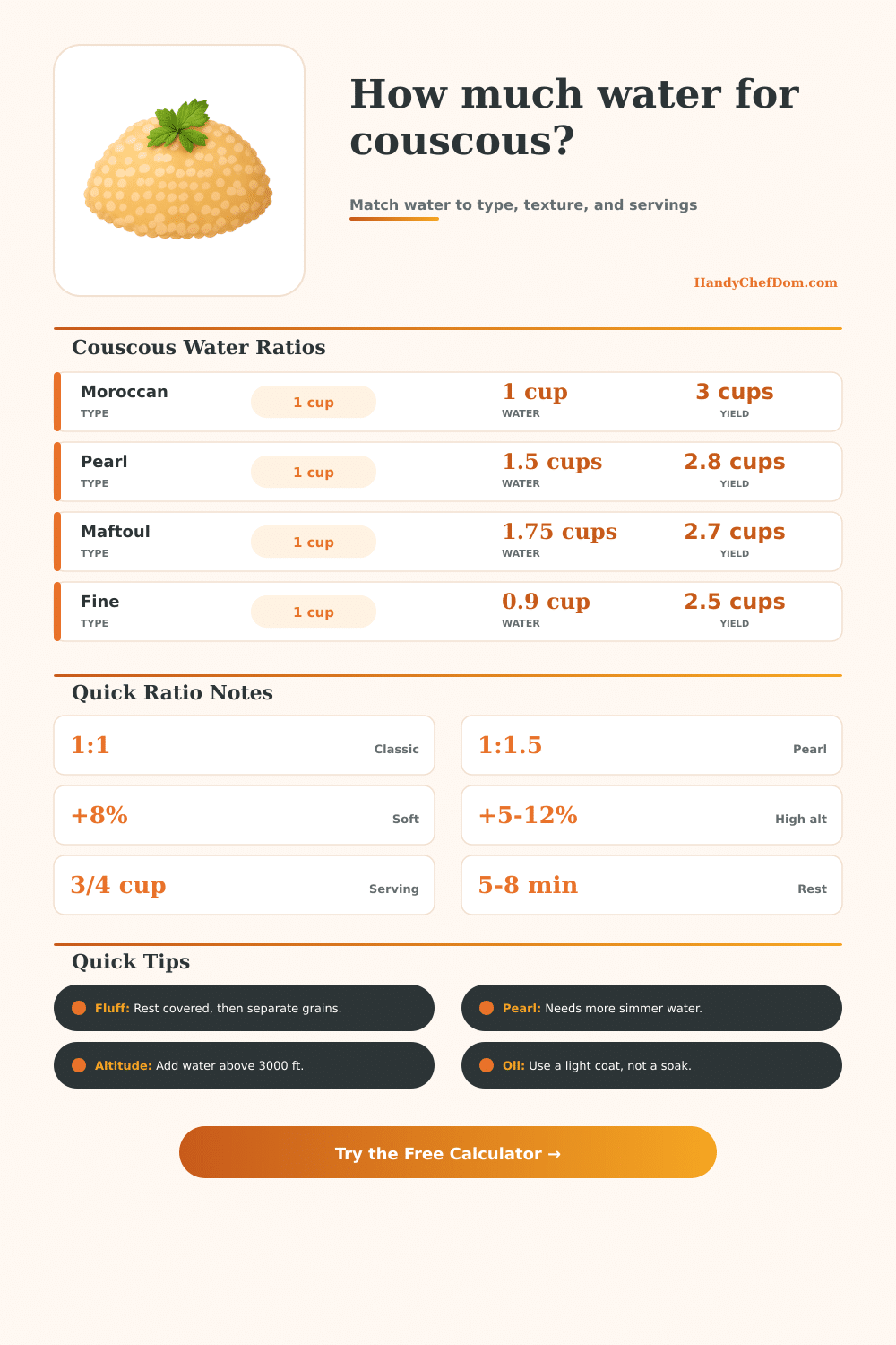 Water for Couscous Calculator