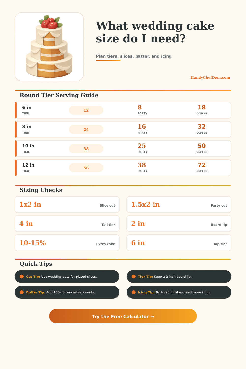 Wedding Cake Size Calculator