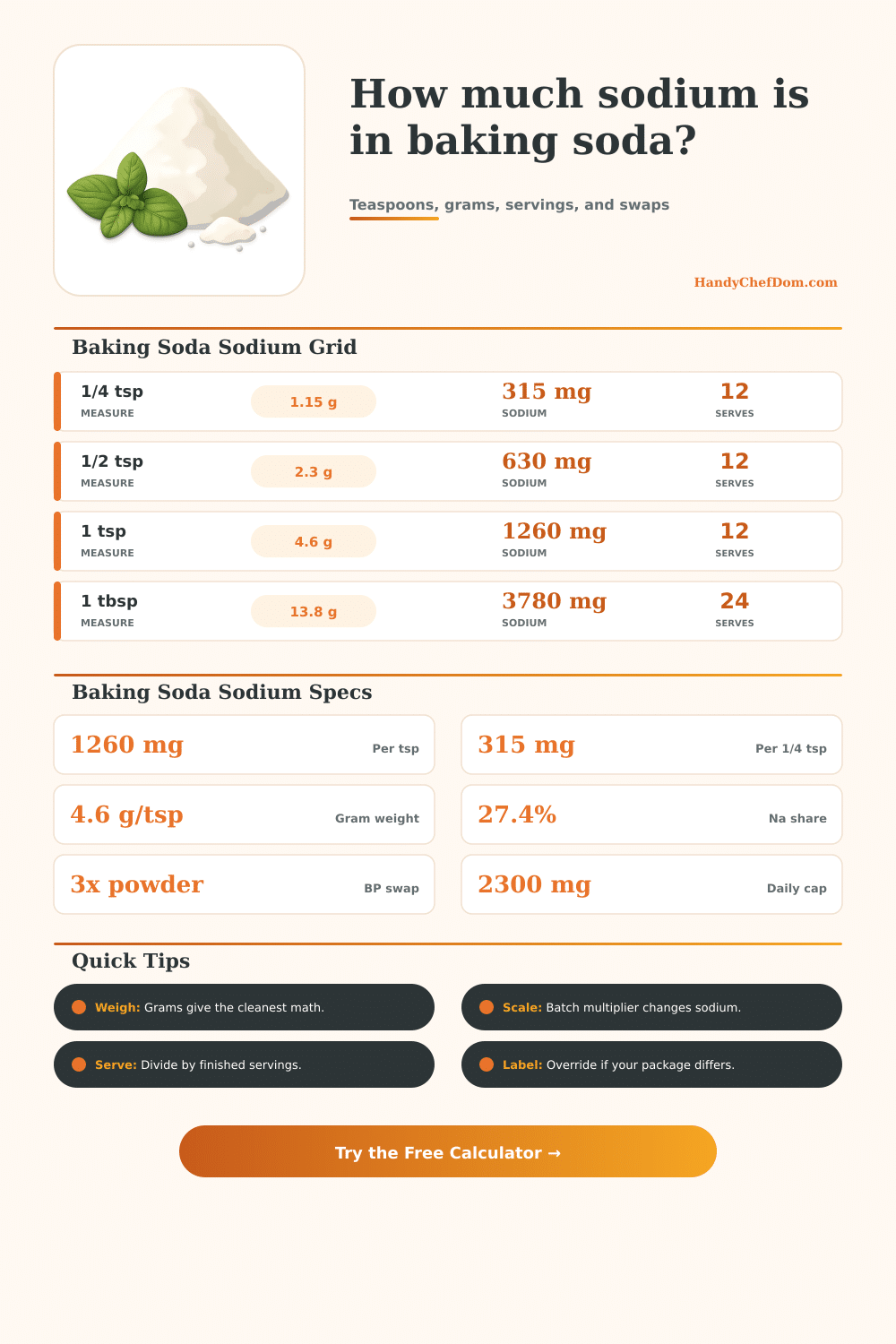 Baking Soda Sodium Calculator for Recipes