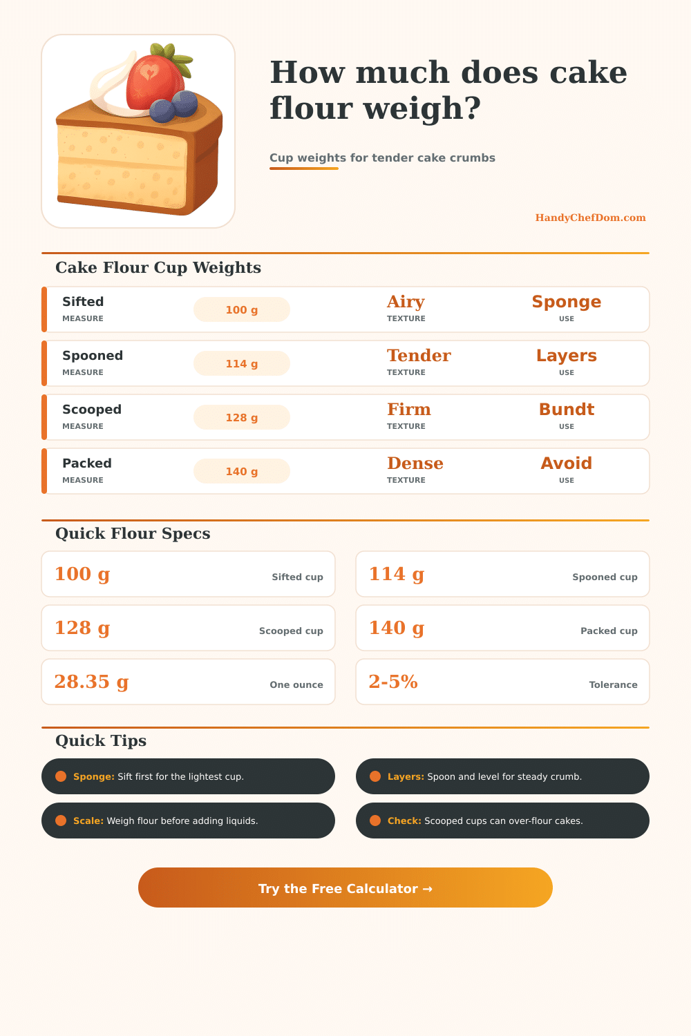Cake Flour Cup Weight Converter