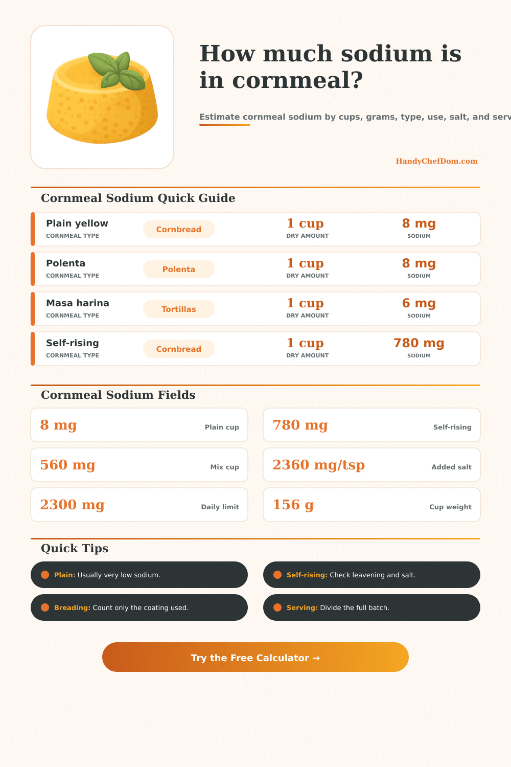 Cornmeal Sodium Calculator