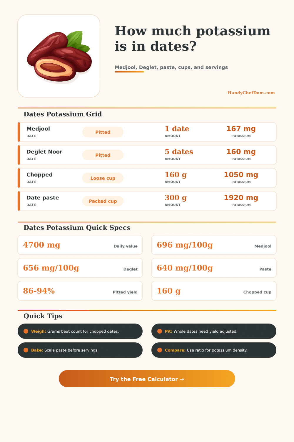 Dates Potassium Calculator