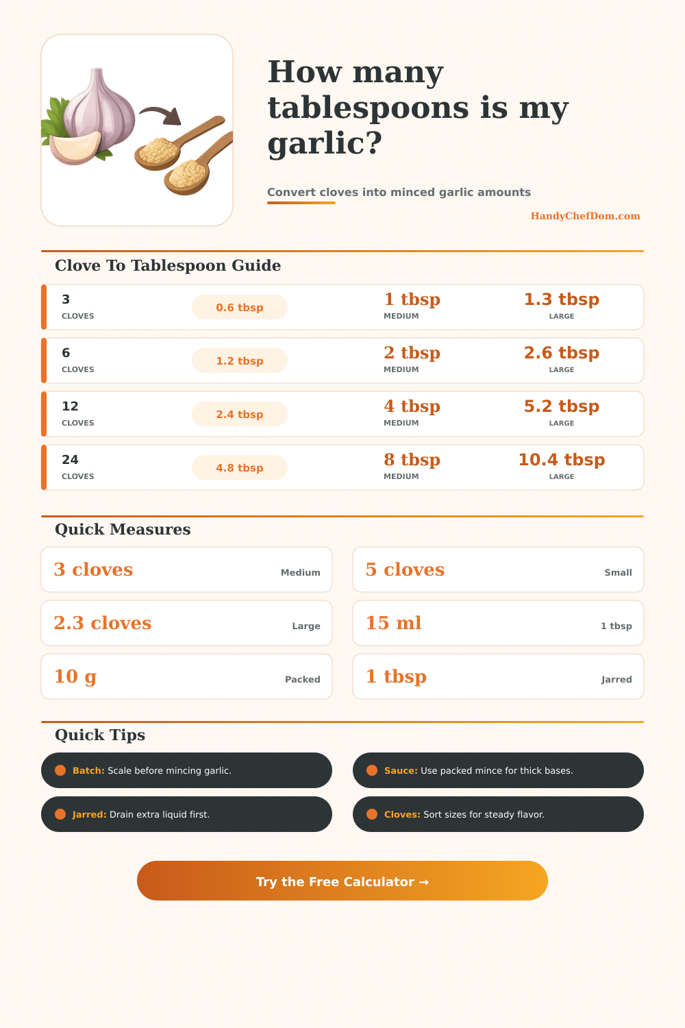 Garlic Cloves to Tablespoons Converter