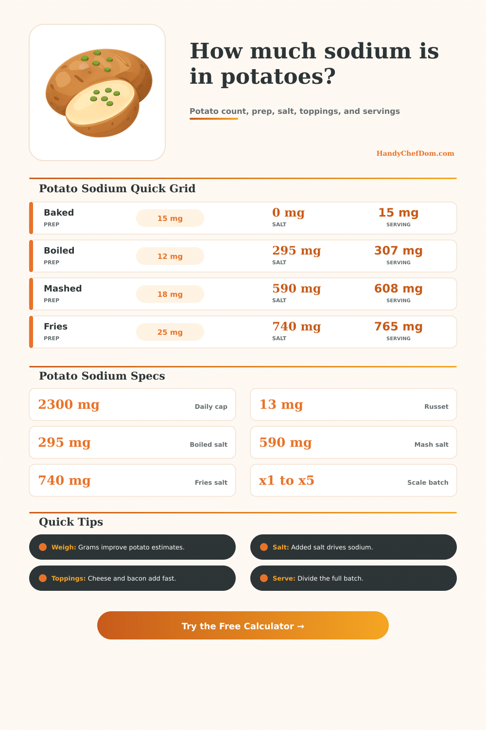 Potato Sodium Calculator for Servings